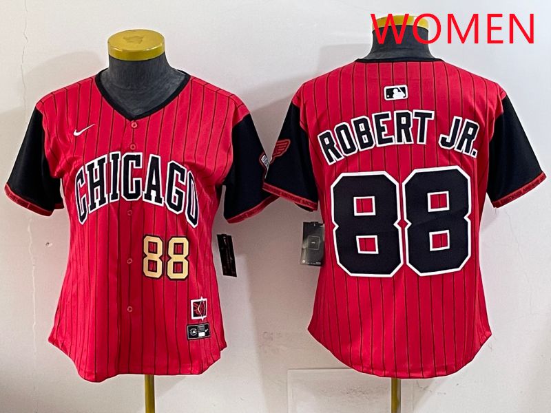 Women 2025 Chicago White Sox #88 Robert jr Red Joint Name Nike MLB Jersey style 18